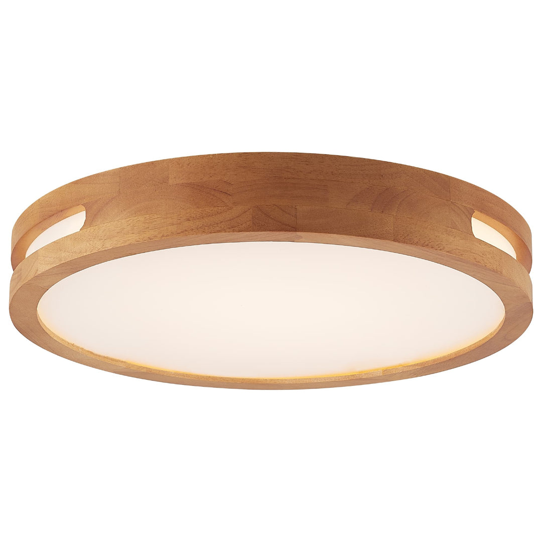 Telbix Thalia Tricolour LED Round Oyster Light with Wood Accent | Small