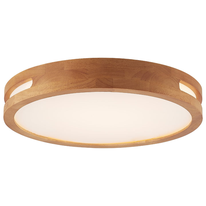 Telbix Thalia Tricolour LED Round Oyster Light with Wood Accent | Small