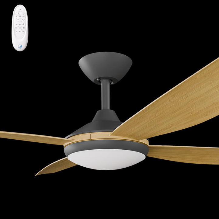 Calibo Vanga 56" DC Smart Ceiling Fan with LED Light and Remote Control | Black and Bamboo