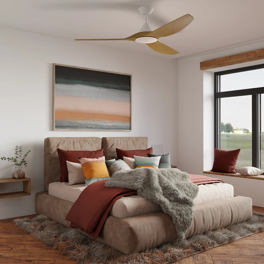 Calibo Smart CloudFan 48"(1220mm) ABS DC Ceiling Fan with 20W CCT LED Light and Remote | White & Bamboo