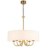 Telbix Shiron Soft Fabric Drum Shade 6 Light Pendant | Brass