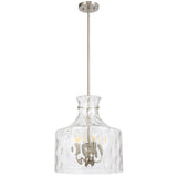 Telbix Perron 4 Light Modern Glass Pendant with Dimpled Decanter-Inspired Shade | Nickel