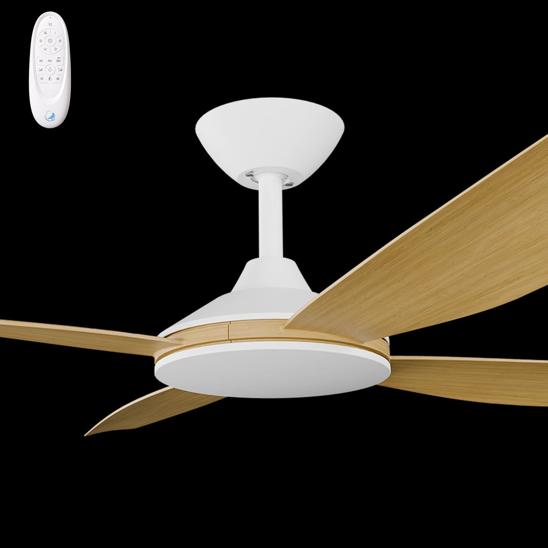 Calibo Vanga 52" DC Smart Ceiling Fan with Remote Control | White and Bamboo