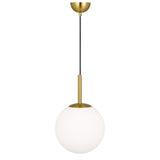 Antique Gold Telbix Bally Opal Matt Glass Ball Pendant Light | 250mm