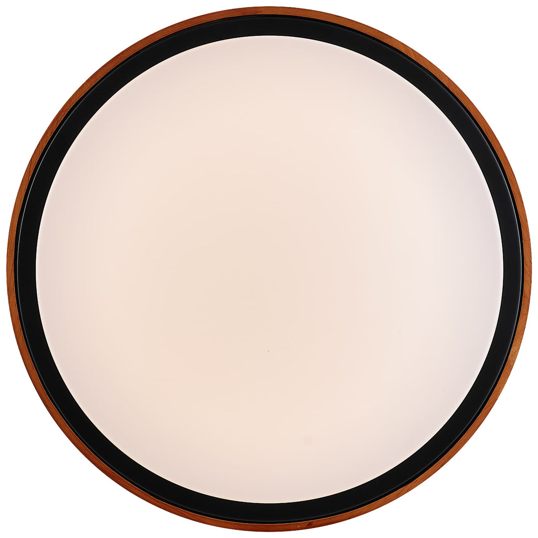 Telbix Orlin Tricolour LED Round Oyster Light with Wood Accent | Large