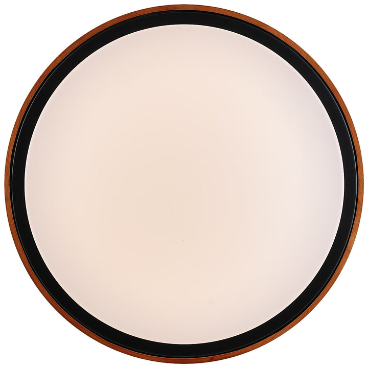 Telbix Orlin Tricolour LED Round Oyster Light with Wood Accent | Large