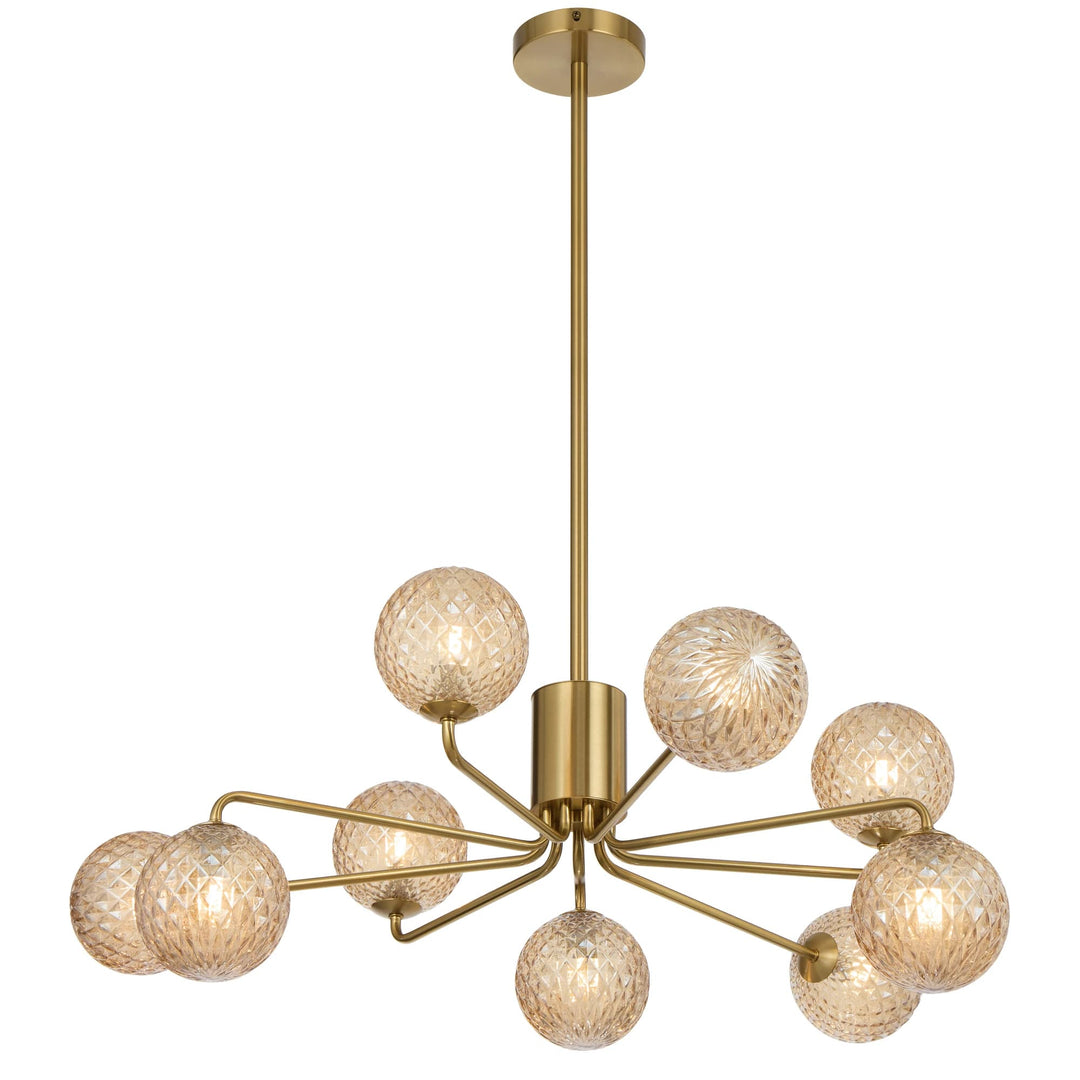 Telbix Antique Gold Felton 9 Light Pendant | Amber Tear