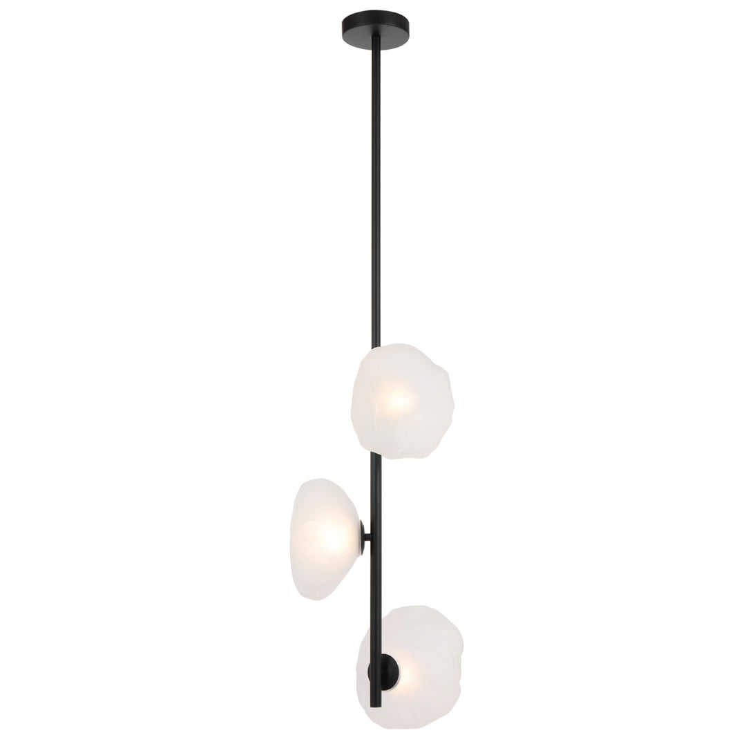 Telbix Zecca 3 Light Vertical Pendant | Black and Frost