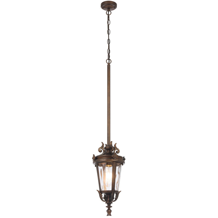 Telbix Pedral Classic Outdoor Lantern Pendant with Textured Glass and Multiple Suspension | Bronze