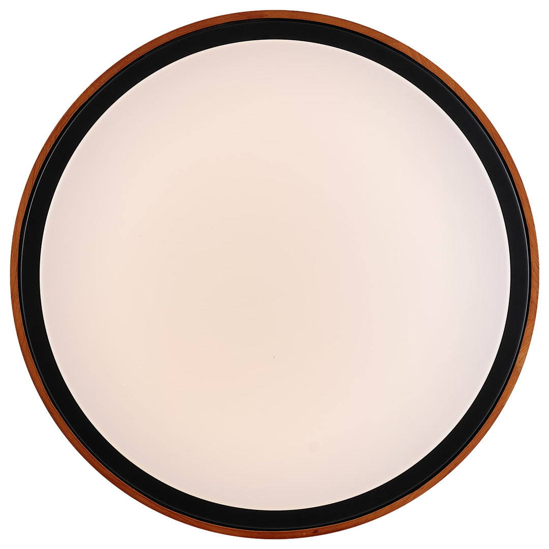 Telbix Orlin Tricolour LED Round Oyster Light with Wood Accent | Small