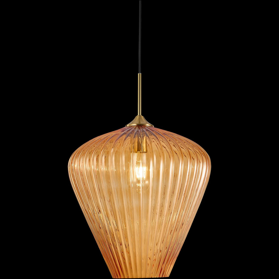 Calibo Ribbon Fluted Glass 360mm Pendant Light | Amber