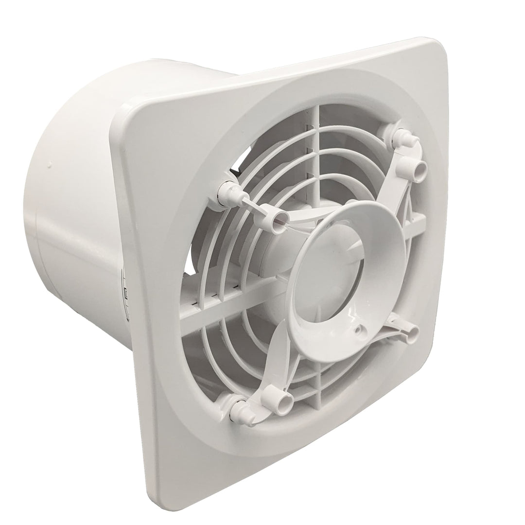 Fanco Dynamic 150 Square Wall/Ceiling Exhaust Fan with Glass Panel | White