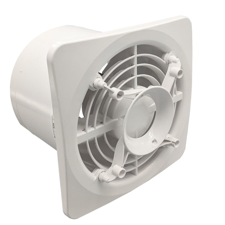 Fanco Dynamic 150 Square Wall/Ceiling Exhaust Fan with Glass Panel | White