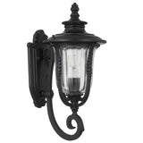 Telbix Ramiro Classic Lantern-Style Outdoor Wall Light with Textured Glass | Black