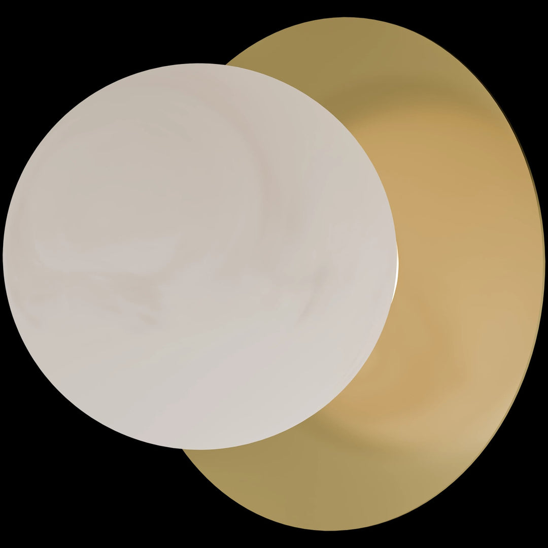 Calibo Crest Alabaster Glass 140mm Orb Wall Light Round Plate 200mm | Brass