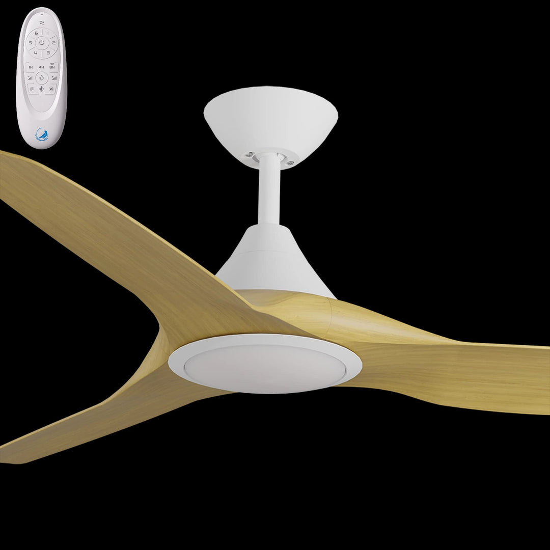 Calibo Smart CloudFan 52" (1300mm) ABS DC Ceiling Fan with 20W CCT LED Light and Remote | White & Bamboo