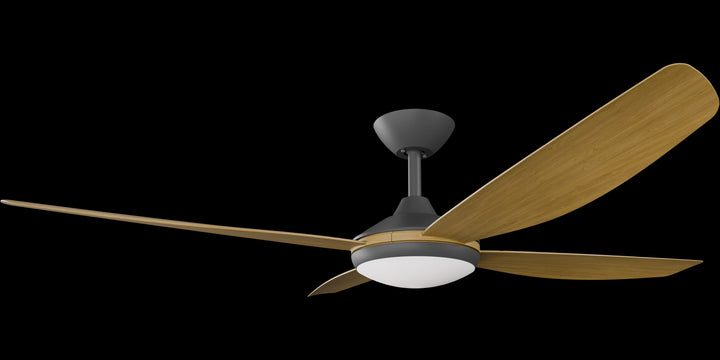 Calibo Vanga 56" DC Smart Ceiling Fan with LED Light and Remote Control | Black and Teak