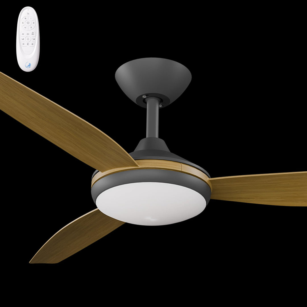 Calibo Condor 52" DC Smart Ceiling Fan with LED Light and Remote Control | Black and Teak
