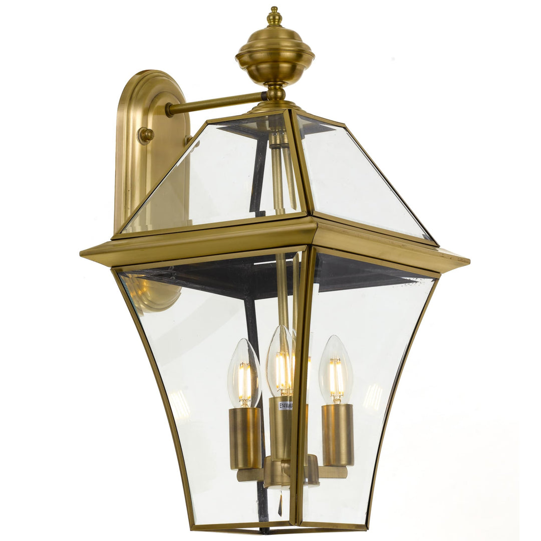 Telbix Rye 3 Light Exterior Wall Light | Antique Brass