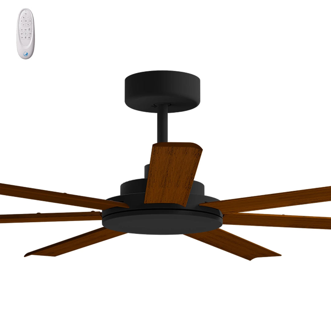 Calibo Alula 60" (1524mm) 7 Blade Indoor/Outdoor DC Ceiling Fan & Remote | Black & Koa