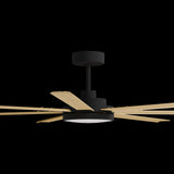 Calibo Alula 80" (2032mm) 7 Blade Indoor/Outdoor DC Ceiling Fan with 24W Light & Remote | Black & Bamboo