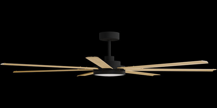 Calibo Alula 80" (2032mm) 7 Blade Indoor/Outdoor DC Ceiling Fan with 24W Light & Remote | Black & Bamboo