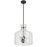 Telbix Perron 4 Light Modern Glass Pendant with Dimpled Decanter-Inspired Shade | Black