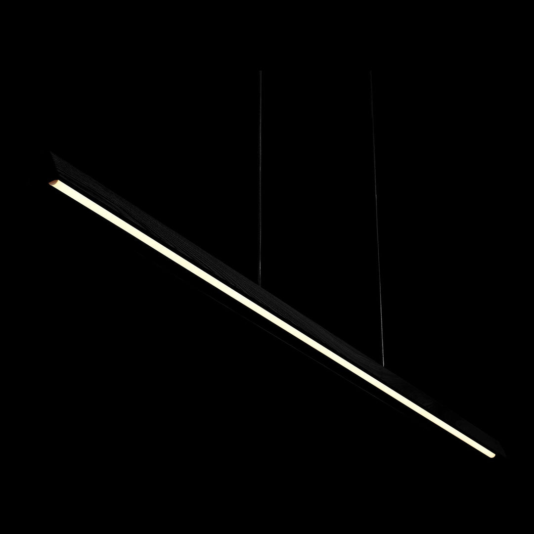 Calibo Avocent 1500mm Slim Timber Triangular Edge LED Linear Pendant | Black Ash with Black