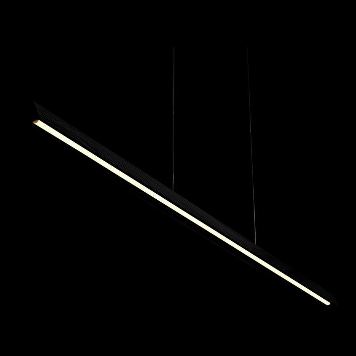 Calibo Avocent 1500mm Slim Timber Triangular Edge LED Linear Pendant | Black Ash with Black