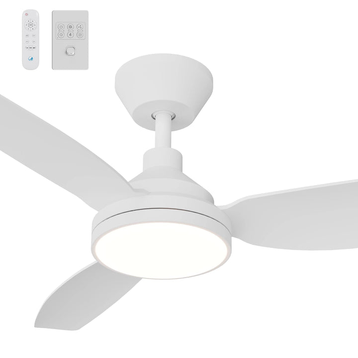 Calibo Sora 48" DC Ceiling Fan with LED Light, Wall Control and Remote | White