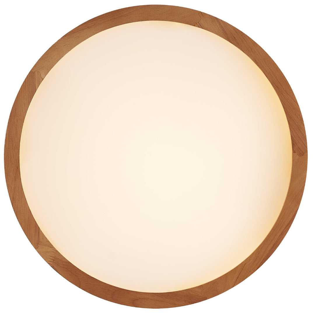 Telbix Thalia Tricolour LED Round Oyster Light with Wood Accent | Small