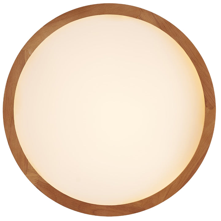 Telbix Thalia Tricolour LED Round Oyster Light with Wood Accent | Small