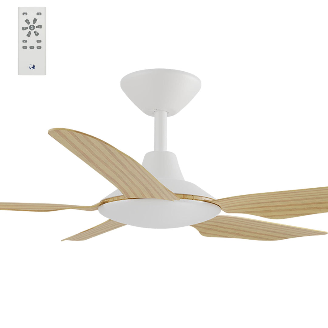 Calibo Storm 42" (1070mm) 5 Blade Indoor/Outdoor DC Ceiling Fan & Remote | White & Bamboo