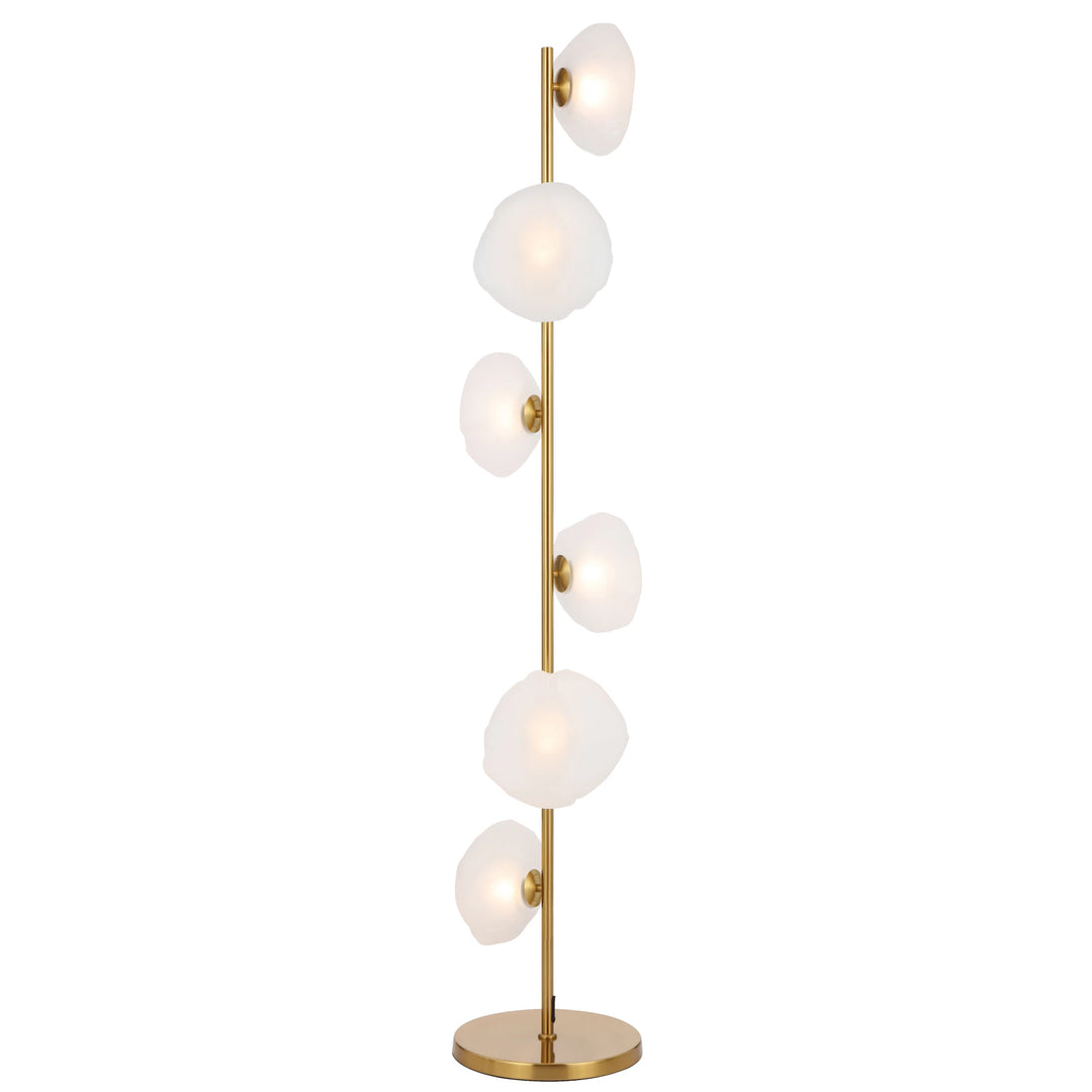 Telbix Zecca 6 Light Floor Lamp | Antique Gold and Frost