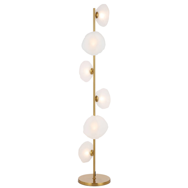 Telbix Zecca 6 Light Floor Lamp | Antique Gold and Frost