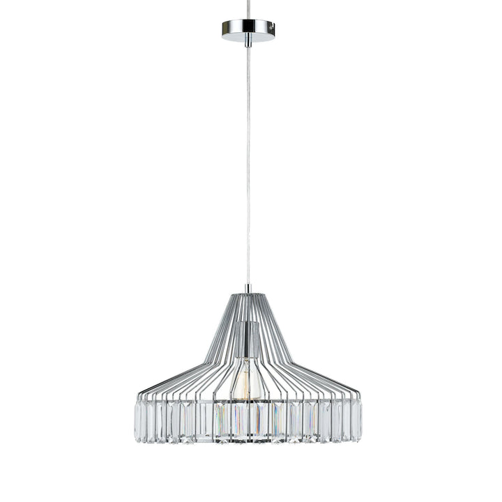 Telbix Elmas Large Metal Cage With Crystals Pendant Light | Chrome