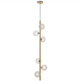 Telbix Antique Gold Elson 6 Light Pendant Light | Clear Prism