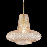 Calibo Sculpt Faceted Cut Glass 1 Light Pendant | Gold and Amber