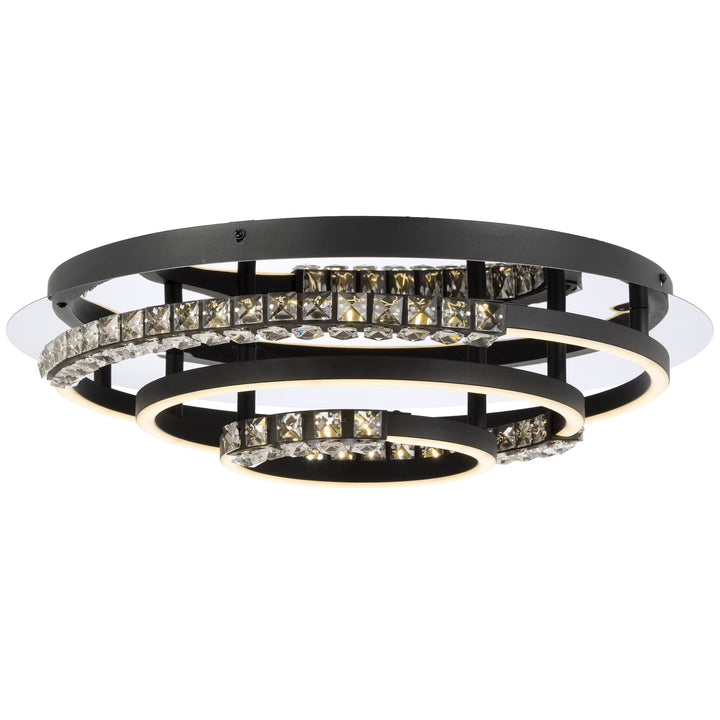 Telbix Brera Tricolour LED Round CTC Light with Crystals | Black