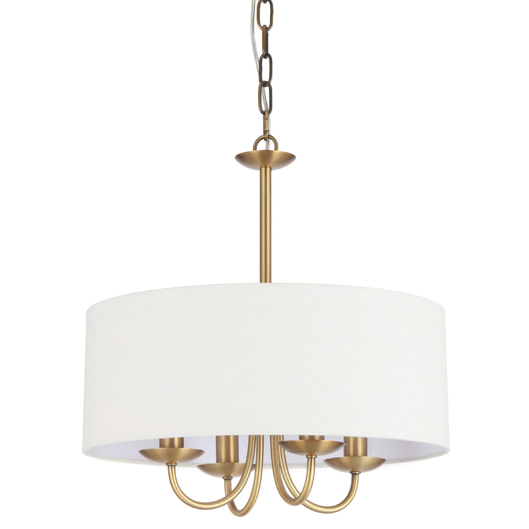 Telbix Shiron Soft Fabric Drum Shade 4 Light Pendant | Brass