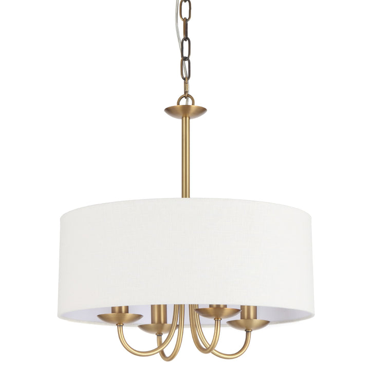 Telbix Shiron Soft Fabric Drum Shade 4 Light Pendant | Brass