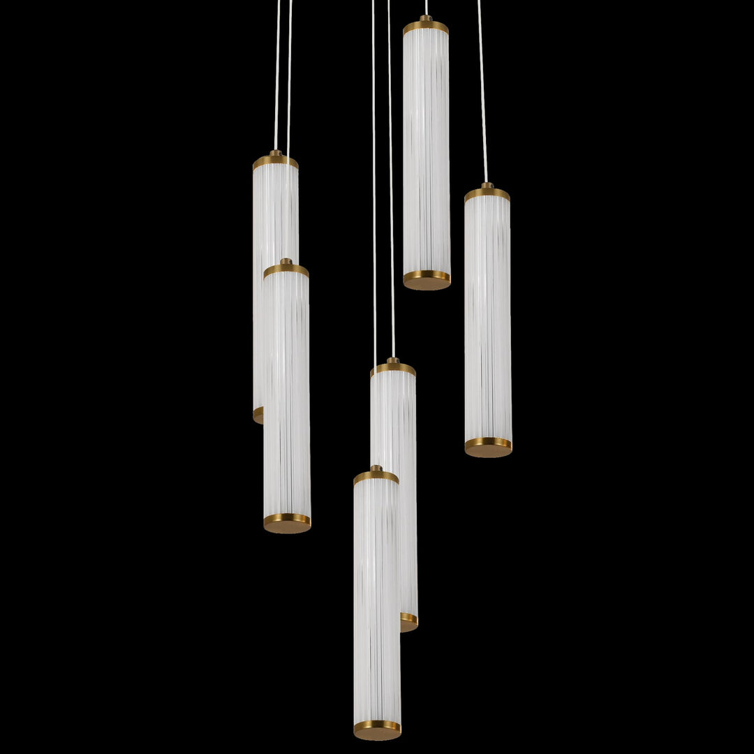 Calibo Charm Modern Fluted 6 Light Cluster Pendant | Brass