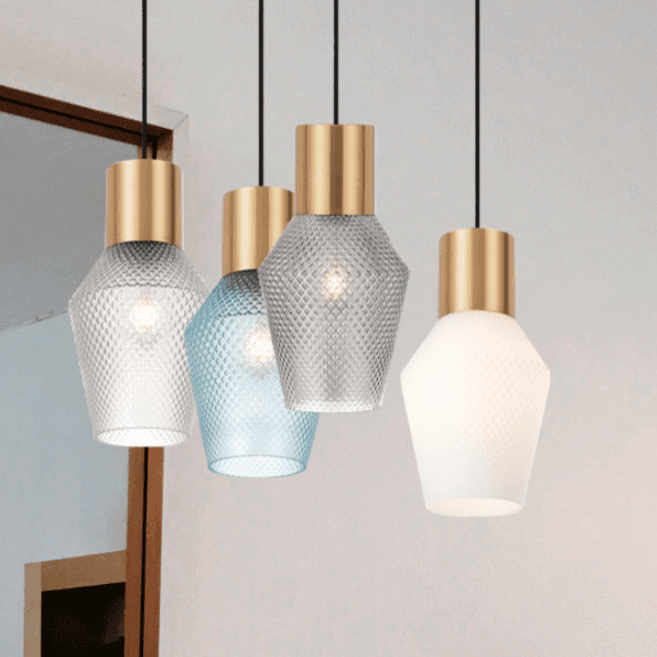 Telbix Rene Glass Pendant Light Edison Screw (E27) | Opal Matte / Antique Gold