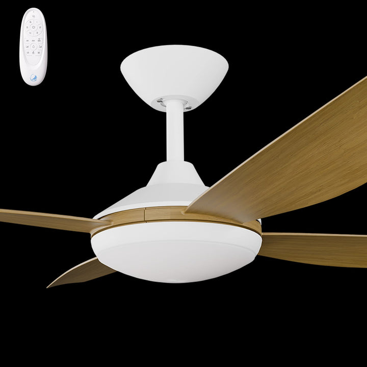 Calibo Vanga 48" DC Smart Ceiling Fan with LED Light and Remote Control | White and Teak