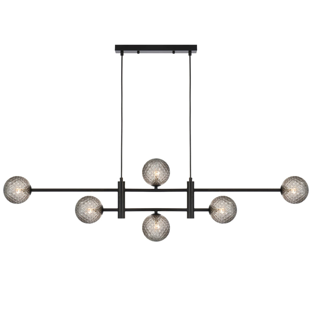 Telbix Black Tyson 6 Light Pendant | Smoke Tear