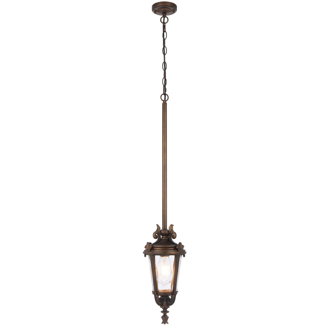 Telbix Pedral Classic Outdoor Lantern Pendant with Textured Glass and Multiple Suspension | Bronze
