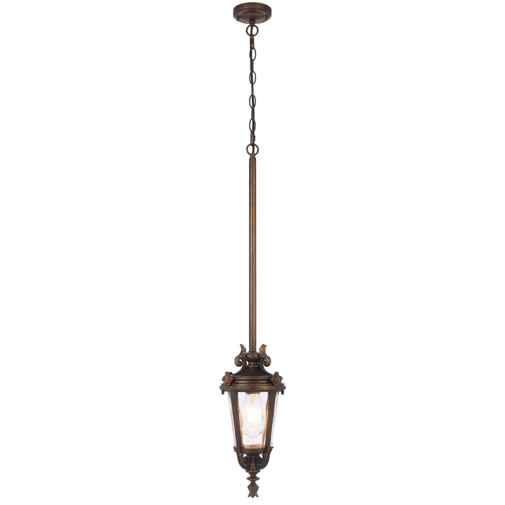 Telbix Pedral Classic Outdoor Lantern Pendant with Textured Glass and Multiple Suspension | Bronze