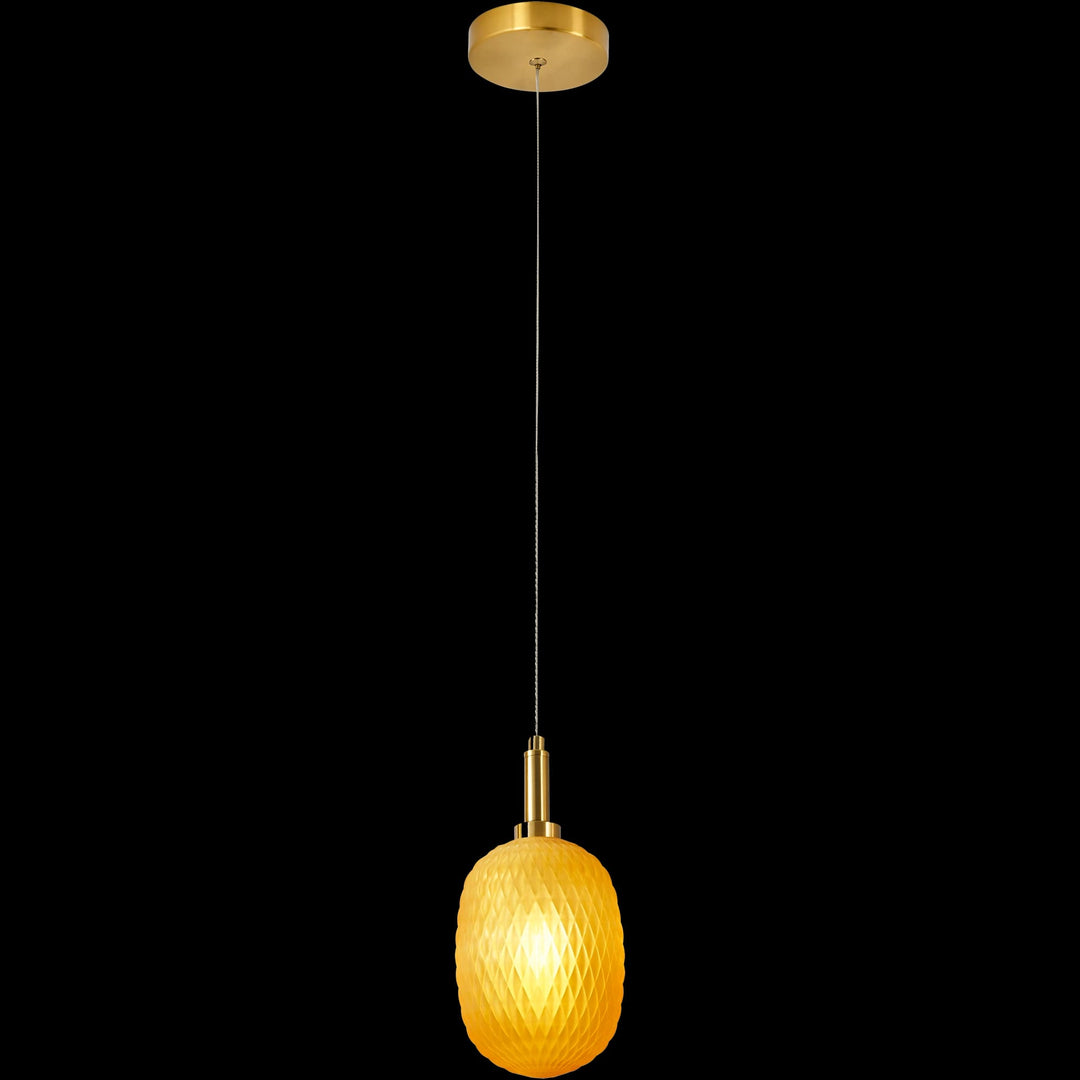 Calibo Lark Diamond Pattern 124mm Glass Pendant | Amber