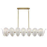 Telbix Monte 16-Light Rectangular Pendant with Frosted Glass Leaf Motif | Brass