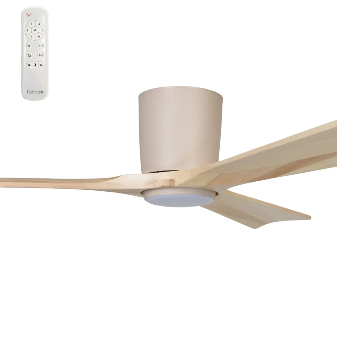 Fanco Gaia 48" DC Ceiling Fan with 22W Dimmable CCT LED Light and Remote | Natural Timber